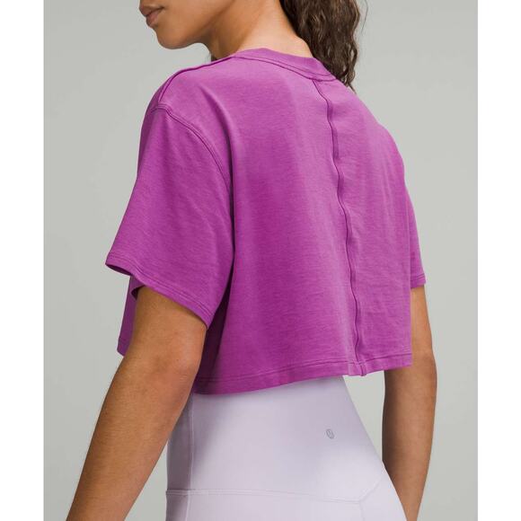 LULULEMON All Yours Cropped T-Shirt Size 4 Vivid Plum - Picture 3 of 6